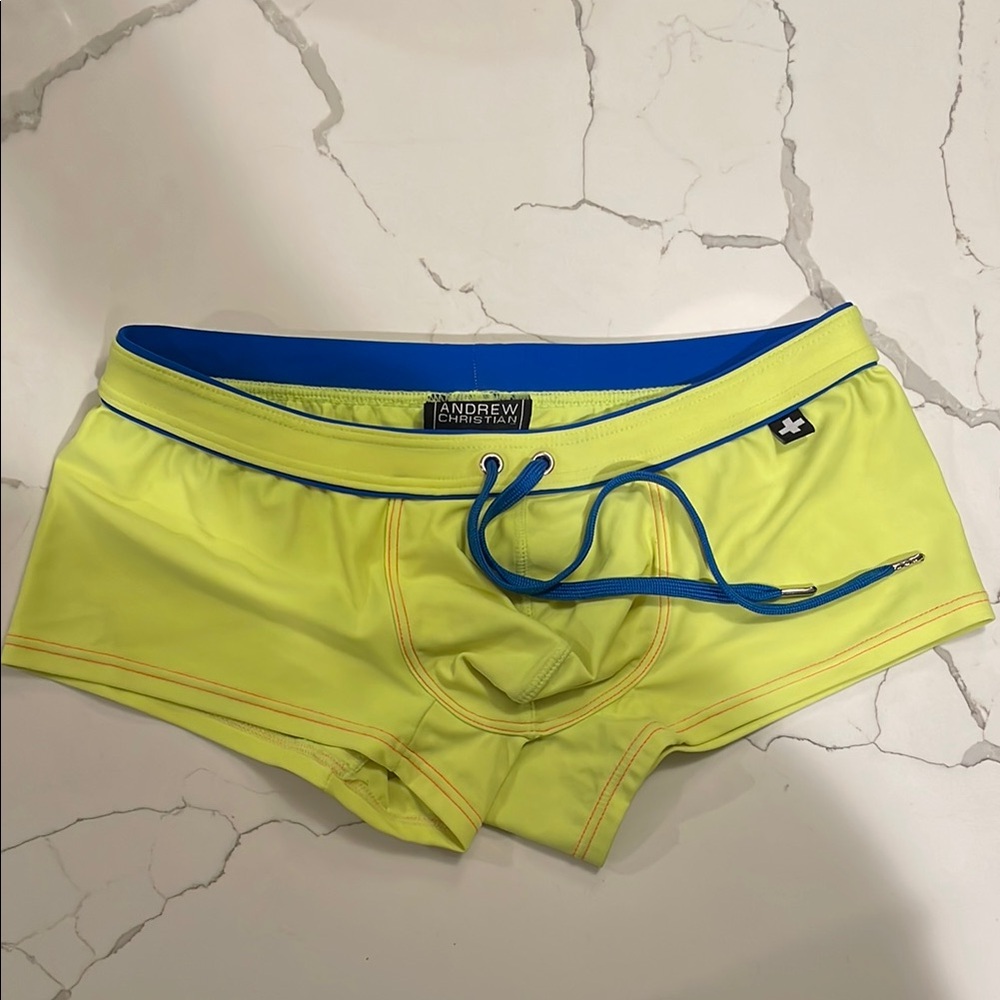 Andrew Christian Neon Yellow Swim Trunks